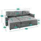 Canapé d'angle réversible convertible avec lit gigogne, méridienne de rangement et pieds durables