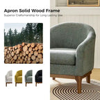 Fauteuil tonneau moderne Augus en bouclette avec pieds en bois massif par HULALA HOME