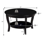 Table basse ronde avec étagère