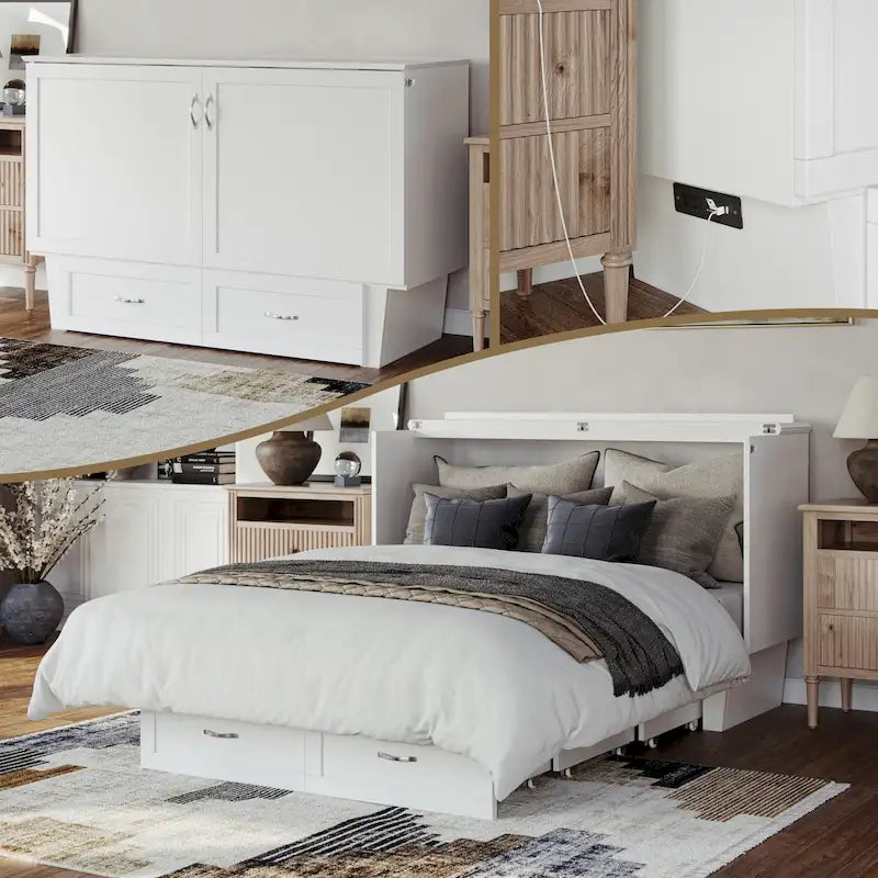 Lit escamotable coffre Chelsea Queen avec matelas