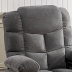 Fauteuil inclinable gris surdimensionné avec fonctions de chauffage et de massage, inclinaison à 150°, bascule à 30°, port USB pour la recharge et 2 porte-gobelets