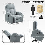 Fauteuil inclinable releveur électrique, fauteuil de massage moderne à moteur unique avec chauffage lombaire, port de chargement USB, porte-gobelets