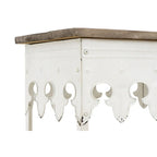 Console en métal finition zinc et bois à bord festonné