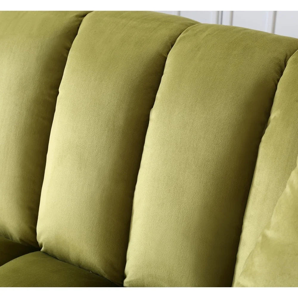 Canapé convertible de salon en tissu matelassé avec dossier cannelé