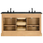Meuble sous-vasque Hervas avec plateau en marbre naturel, sans miroir