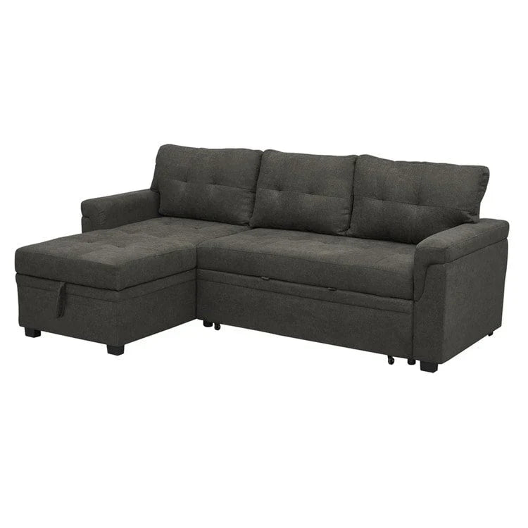 Canapé d'angle réversible convertible avec lit gigogne, méridienne de rangement et pieds durables