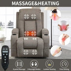 Fauteuil inclinable releveur électrique, fauteuil de massage moderne à moteur unique avec chauffage lombaire, port de chargement USB, porte-gobelets