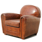 Fauteuil Club Paris en Cuir Véritable Pasargad Home, Marron