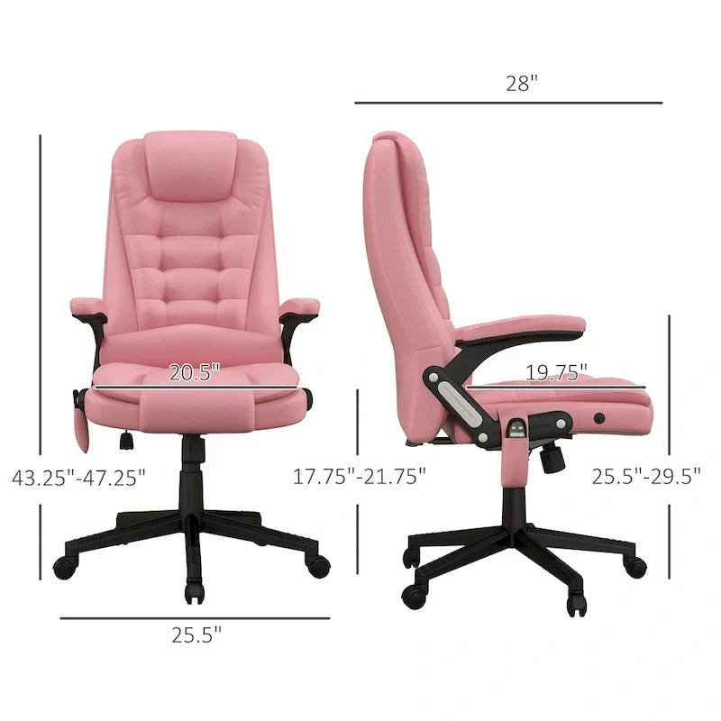 Chaise de bureau de massage vibrante à dossier haut HOMCOM avec 6 points de vibration, chaise d'ordinateur inclinable et chauffante en cuir PU