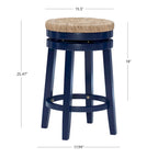Tabouret de comptoir pivotant sans dossier Maya avec assise en jonc de mer