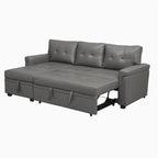 Canapé d'angle réversible convertible avec lit gigogne, méridienne de rangement et pieds durables