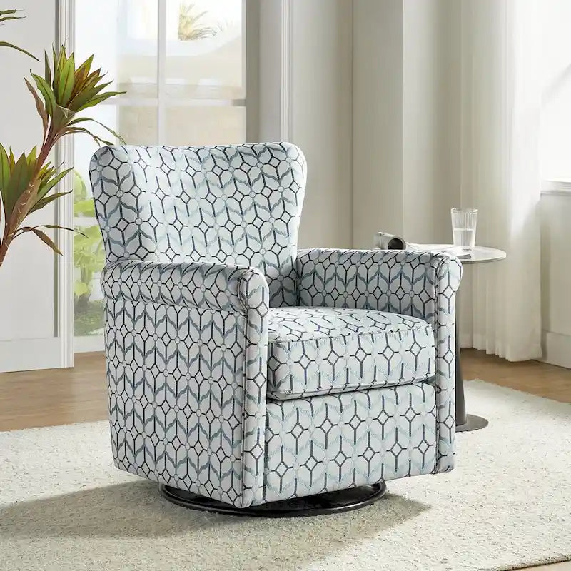 Fauteuil à bascule pivotant Georg en tissu confortable à motif floral avec accoudoirs arrondis par HULALA HOME