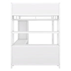 Lit mezzanine en métal blanc cassé avec bureau et armoire - Grand lit