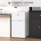 Mini-réfrigérateur HOMCOM à deux portes avec congélateur, réfrigérateur compact de 3,2 pi³ avec étagère réglable, thermostat réglable