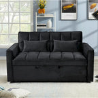 Causeuse moderne en velours avec dossier inclinable et poches, 2 places – Gris foncé / Gris clair / Bleu / Noir