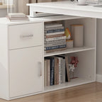 Bureau d'angle réversible blanc pivotant Bureau d'ordinateur