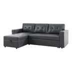 Canapé d'angle réversible convertible avec lit gigogne, méridienne de rangement et pieds durables