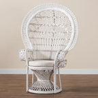 Fauteuil Peacock en rotin naturel blanc bohème moderne
