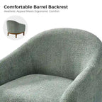 Fauteuil tonneau moderne Augus en bouclette avec pieds en bois massif par HULALA HOME