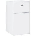 Mini-réfrigérateur HOMCOM à deux portes avec congélateur, réfrigérateur compact de 3,2 pi³ avec étagère réglable, thermostat réglable