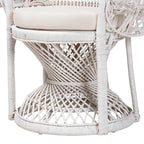 Fauteuil Peacock en rotin naturel blanc bohème moderne