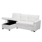 Canapé d'angle réversible avec lit gigogne, méridienne de rangement, pieds durables,