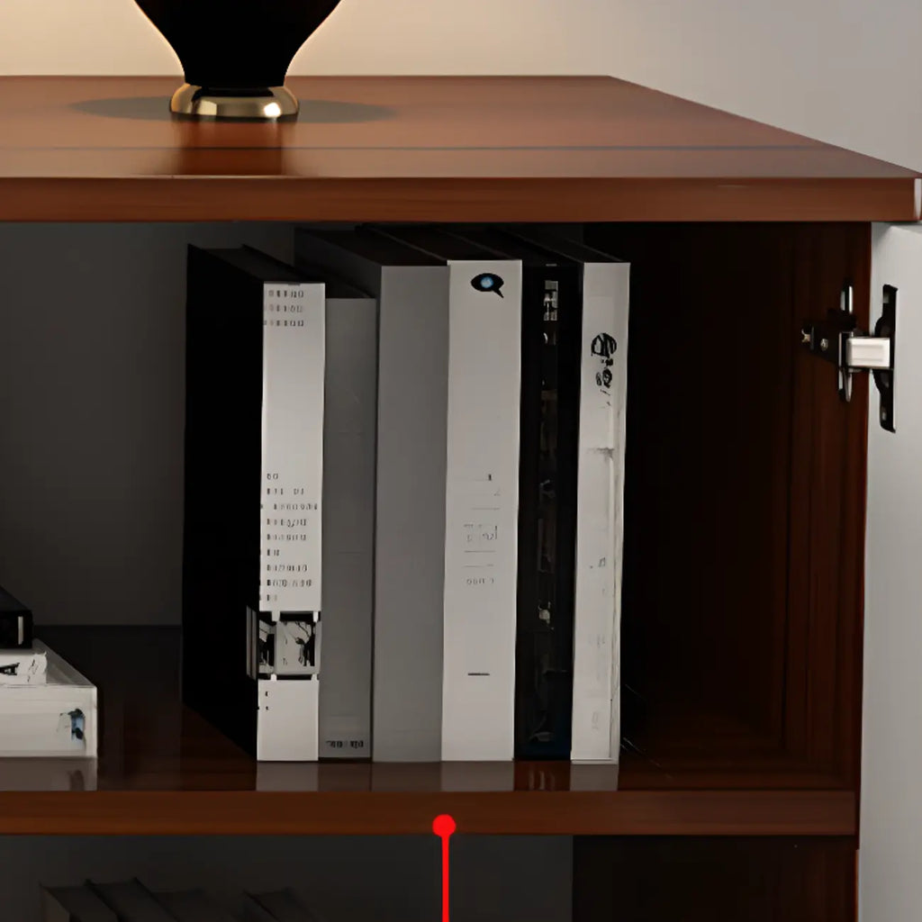 Meuble TV moderne blanc en bois avec rangement et gestion des câbles