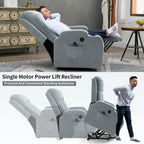 Fauteuil inclinable releveur électrique, fauteuil de massage moderne à moteur unique avec chauffage lombaire, port de chargement USB, porte-gobelets