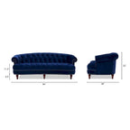 Canapé capitonné chesterfield La Rosa 84 en velours, style moderne du milieu du siècle