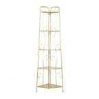Étagère de Boulanger Pliable Haute à 5 Niveaux en Métal Décoratif pour Intérieur/Extérieur - Or ou Blanc - Roche River Decor