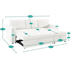 Canapé d'angle réversible avec lit gigogne, méridienne de rangement, pieds durables,