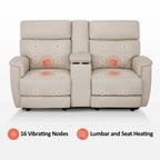 Canapé inclinable électrique MCombo 60,2 po avec massage et double chauffage, appuie-tête réglable, ports USB et Type C, tissu