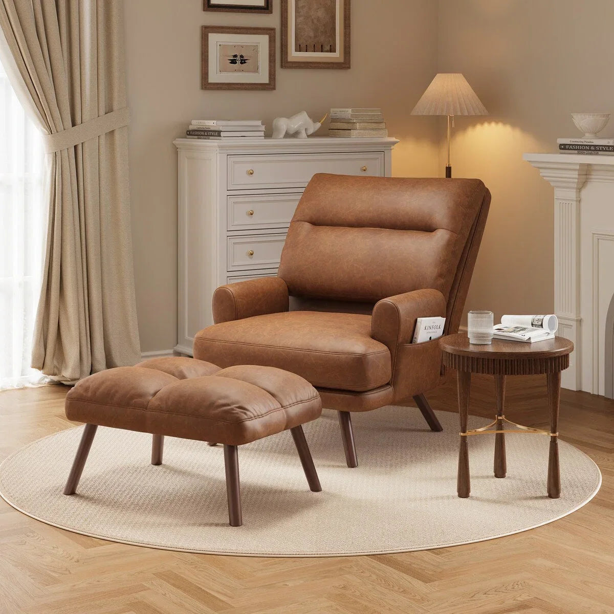 Fauteuil inclinable réglable avec pouf