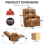 Fauteuil Inclinable Pivotant à Bascule Lazy Boy, Grand Fauteuil Inclinable Manuel Rembourré avec Accoudoirs et Dossier Capitonnés
