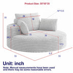 Fauteuil pivotant simple en velours côtelé et chenille avec rembourrage en mousse