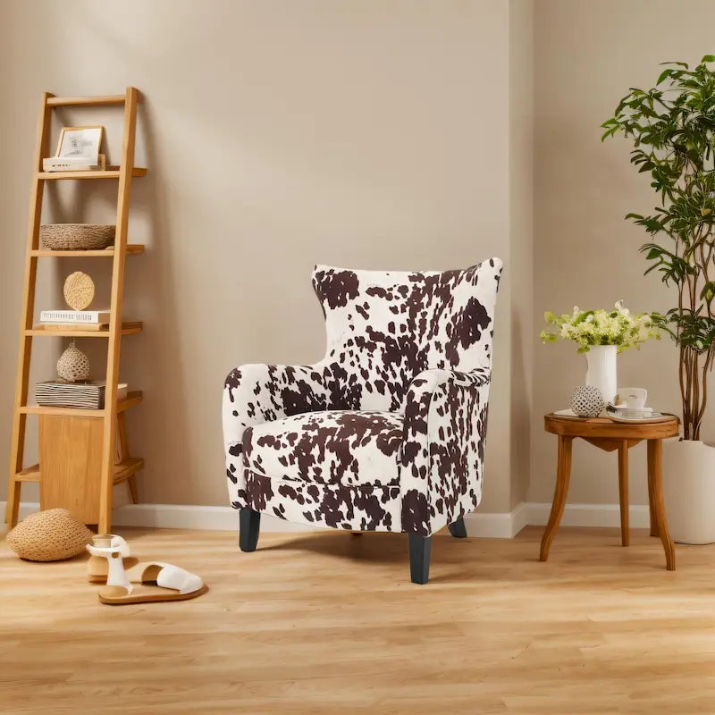 Fauteuil rembourré à dossier haut avec pieds en bois Modern Retro 30.25 pour le salon