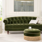 Canapé capitonné chesterfield La Rosa 84 en velours, style moderne du milieu du siècle