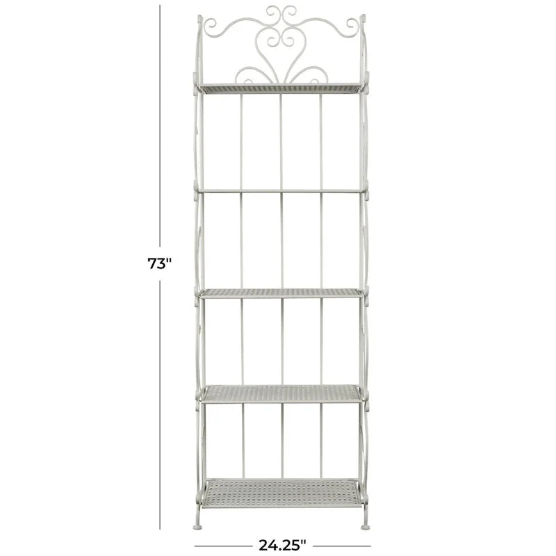 Étagère de Boulanger Pliable Haute à 5 Niveaux en Métal Décoratif pour Intérieur/Extérieur - Or ou Blanc - Roche River Decor