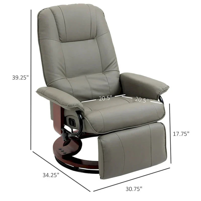 Fauteuil inclinable manuel pivotant en similicuir HomCom avec repose-pieds confortable et relaxant