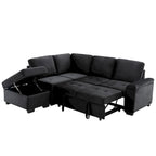 Canapé d'angle convertible 5 places en L 84,75 po avec pouf de rangement, rangement de bras dissimulé et chargement USB pour salon