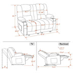 Causeuse inclinable électrique MCombo avec fonction chauffage et massage, en tissu PR648
