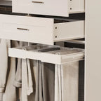 Armoire d'angle avec 2 tringles, un porte-pantalons et un rangement à chaussures