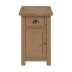 Table d'appoint de chevet Monterey en bois massif avec prises de courant cachées