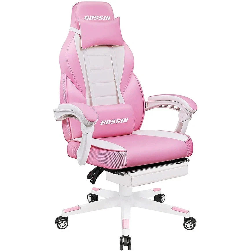 Chaise de jeu style course BOSSIN, fauteuil gamer grande taille 300 lb, chaise d'ordinateur à dossier haut