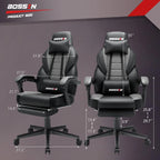 Chaise de jeu style course BOSSIN, fauteuil gamer grande taille 300 lb, chaise d'ordinateur à dossier haut
