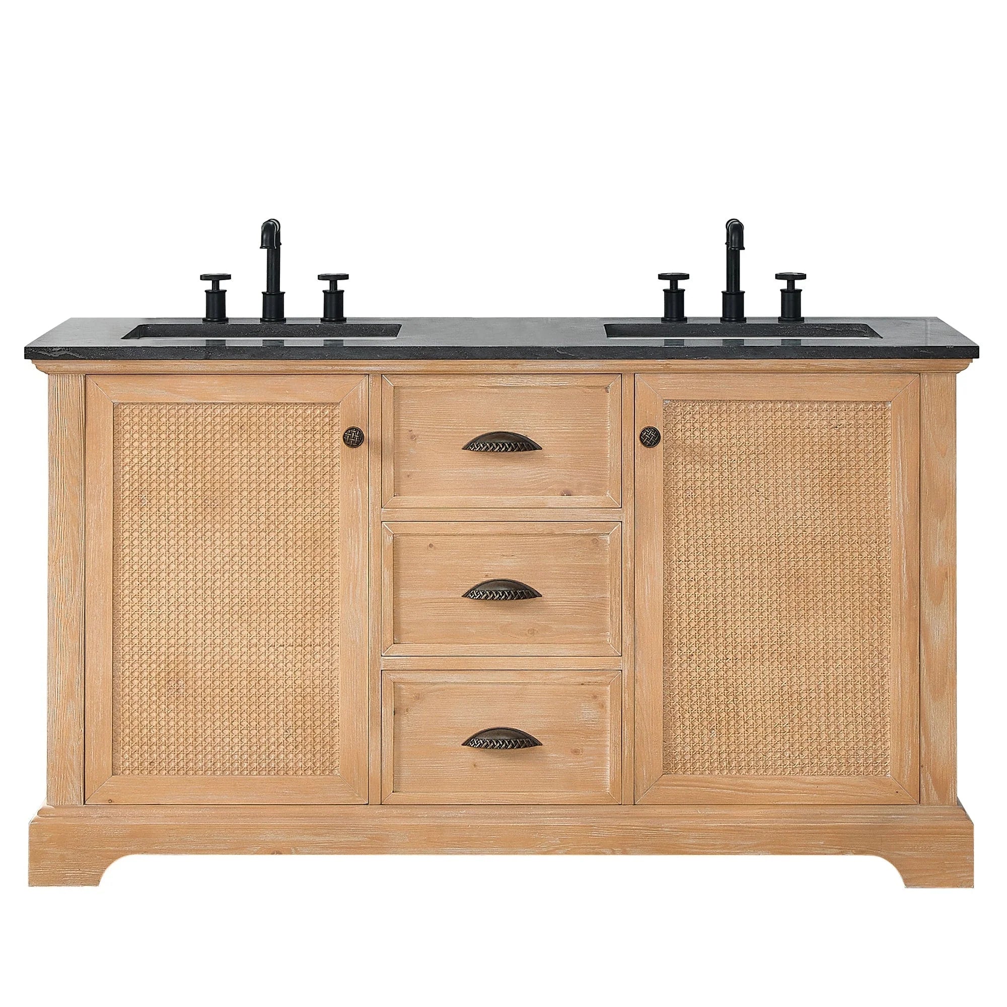 Meuble sous-vasque Hervas avec plateau en marbre naturel, sans miroir