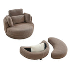 Fauteuil crapaud pivotant surdimensionné avec pouf de rangement lune