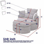 Fauteuil pivotant surdimensionné avec pouf de rangement lune et 4 oreillers
