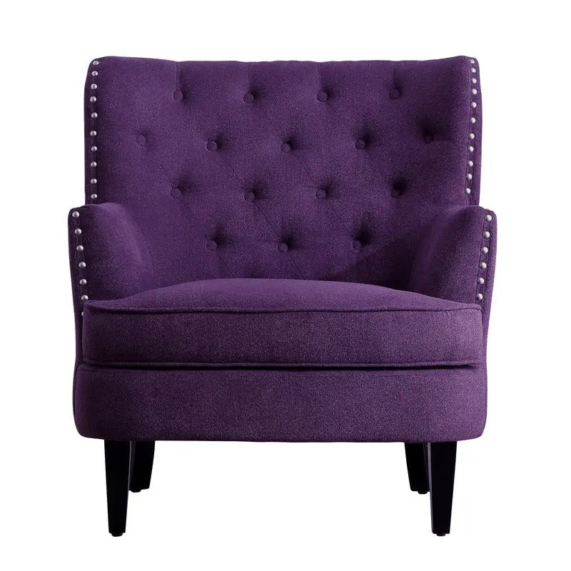 Moser Bay Mignon Fauteuil d'appoint à oreilles capitonné large de 76 cm en velours et lin