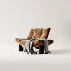 Fauteuil d'appoint contemporain en chenille noire capitonnée sans accoudoirs
